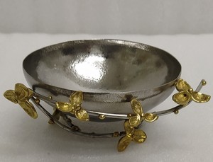 Bol de service au design unique de fleurs Accueil Hôtel Restaurants Vaisselle de table Argent Or Couleur Laiton Acier Alimentaire Bols de service - Product Image 5