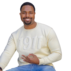 Sudadera de chenilla sólida, jersey de cuello redondo de algodón pesado neutro, ropa informal de fraternidad griega KAP para hombres - Product Image 1