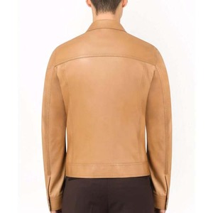 Nueva chaqueta acolchada de cuero marrón claro para hombre, ropa de calle suave teñida lisa de alta calidad, superventas - Product Image 3