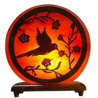 2024 Premium qualité décor à la maison 3D imprimé oiseau volant Style himalayen sel de roche lampes rondes sculptées avec technique florale voiture