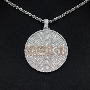 Pendentif personnalisé Hip Hop en argent sterling 925 avec nom en diamant, lettres et chiffres, pendentif glacé en moissanite VVS, bijoux personnalisables - Product Image 3