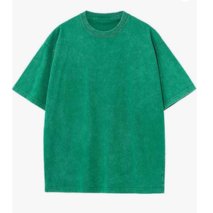 Camiseta de Hombre de Alta Calidad con Lavado Ácido, Estilo Urbano Desteñido al Sol, Manga Corta Extra Grande con Logotipo Frontal Estampado, Tejido de Punto - Product Image 1