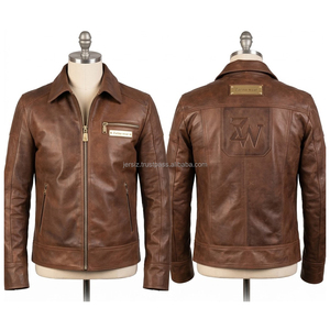Men’s Vintage Leather <b>Jacket</b> Retro Biker Style Genuine Leather Coat OEM Slim Fit Fashion Outerwear - Product Image 6