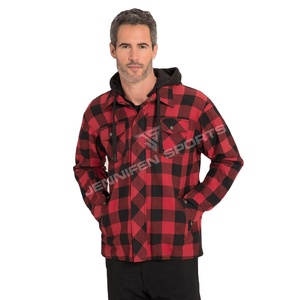 Chemise en flanelle de haute qualité pour moto avec capuche, fermeture à boutons et à glissière, poches poitrine gauche et droite, protection intérieure - Product Image 1