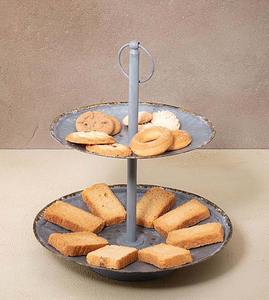 Soporte Rústico de 2 Niveles para Pasteles, de Metal Galvanizado, Redondo, con Asa, para Exhibición de Postres, Decoración Estilo Granja para Cocina - Product Image 2