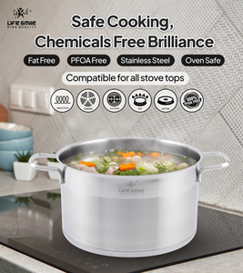 Ensemble de casseroles haut de gamme en acier inoxydable 10 pièces (18/10) avec couvercles en verre à bord en acier et compatibilité induction - Product Image 6