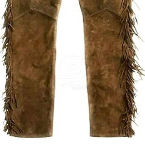 Pantalones de Hombre de Último Diseño, Servicio OEM, Cómodos, de Primera Calidad, Lavados, con Flecos, de Cuero de Gamuza - Product Image 6