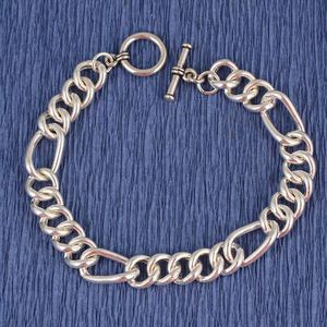 Pulsera de cadena hueca de plata de ley 925 con baño de rodio, oro de 18 quilates, platino y diamante como piedra principal, estilo tenis, religiosa - Product Image 1
