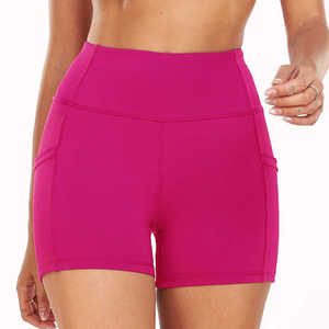 Shorts Deportivos de Cintura Alta para Mujer, Elásticos, Acanalados, Tipo Biker, Leggings Deportivos Sin Costuras de Spandex/Nylon, Elásticos en Cuatro Direcciones, de Secado Rápido y Transpirables - Product Image 1