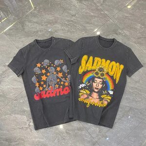 Nuevo 2024 2025 Fábrica 100% Algodón Impresión personalizada Hombro caído Hombres Camisetas lavadas Peso pesado Oversized Acid Wash Camisetas - Product Image 3