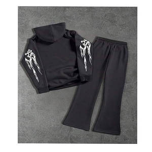 Conjunto Deportivo de 2 Piezas para Hombre, Invierno, Estampado, META WEAR, Transpirable, Forrado, Personalizable, Sudadera con Capucha 100% Algodón y Pantalones Deportivos Acampanados - Product Image 2