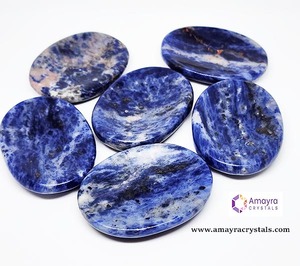 Gemstone Sodalite Thumb Worry <b>Stone</b> Natural Worry <b>Stone</b> for Meditation Handmade Agate Item Buy From Amayra Crystal Exports India - Product Image 4