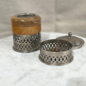 ชุดเตาเผากำยานโลหะวินเทจสุดหรู พร้อมโถไม้ด้านบนและถาดรูปไข่ประดับลวดลาย สำหรับบัคฮูรแบบอาหรับ ตกแต่งบ้านและเป็นของขวัญรอมฎอน - Product Image 6