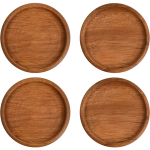 <b>Round</b> Shape Natural Wood Finished Tabletop Decorative Wood Tea Coaster for Juices Drinks Snacks Usage Serving Coaster <b>Walnut</b> - Product Image 5