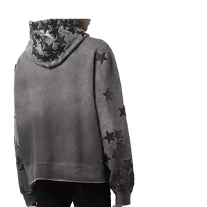 Sudaderas con capucha de lavado ácido mezclado de algodón de alta calidad, nuevo diseño elegante con parches de estrellas bordados con patrón 3D para invierno - Product Image 3