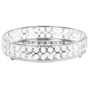 Plateau miroir en verre métallique magnifiquement conçu et fabriqué à la main avec des détails floraux, parfait pour présenter des parfums et des bougies - Product Image 2