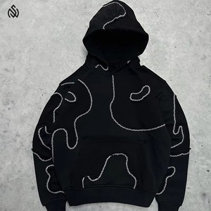 2025 New Winter Plus Size Eco-Friendly Reversible Hooded Vintage Acid Wash Custom Rhinestone Printed Two-Piece Men's <b>Tracksuits</b> - Product Image 5