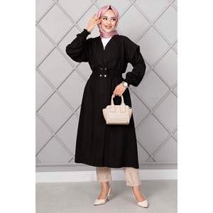 Cape longue taille élastique pour hijab noir - Product Image 2