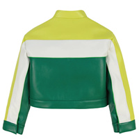 Conjunto de Chaqueta y Falda de Invierno para Mujer, en Cuero de Oveja, con Bloques de Color Personalizados, Reversible, Talla Grande, Acolchado, Impermeable, con Cierre y Cuello Alto