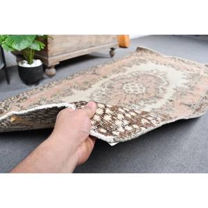 Alfombra turca Vintage Beige Marrón 3.7x7.5ft Lana Patchwork Tejido plano para adolescentes Decoración para sala de estar Respaldo de látex - Product Image 3