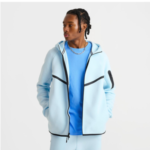 เสื้อมีฮู้ดน้ำหนักเบาสำหรับเสื้อกันหนาวมีฮู้ดน้ำหนักเบามีซิปรูดเปิดไหล่โอเวอร์ไซส์พร้อมกระเป๋าด้านหน้า - Product Image 3