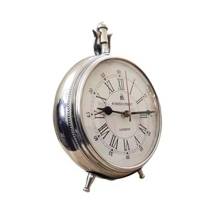 Reloj de mesa de latón náutico con decoración de reloj de escritorio marítimo vintage Chapado en plata - Product Image 4