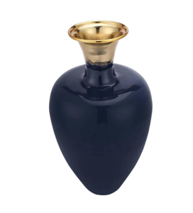 Jarrón de Metal Azul Esmaltado Pintado a Mano - Product Image 3