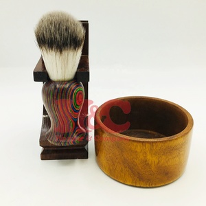 New Barber Hair Cutting <b>Shaving</b> Brush Wood Handle Stand Barber Wooden <b>Shaving</b> Set with Bowl Brush <b>shaving</b> <b>Kit</b> Stand - Product Image 3
