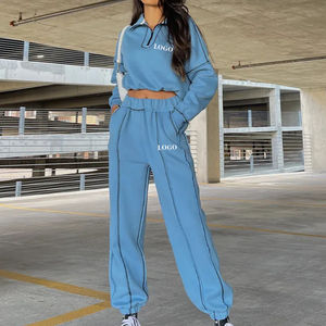 Factory Direct Oversized Heavy Cotton Pullover Tracksuit <b>Hoodie</b> Joggers Solid Color - Product Image 2