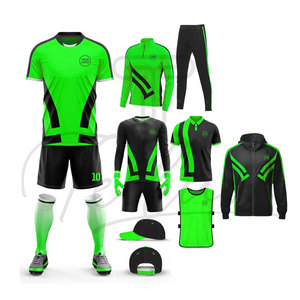 Vente flash Ensemble d'uniformes de football pour adultes, couleur vert et noir, respirant, confortable, pour équipe de club - Product Image 6