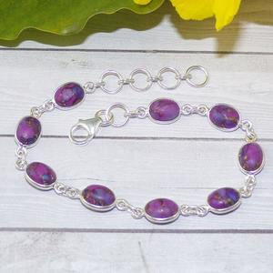 พลอยสีม่วงเทอร์ควอยซ์ของขวัญเงินแท้ 925 แฮนด์เมดเงินเทนนิสสร้อยข้อมือเครื่องประดับเครื่องประดับเงินสเตอร์ลิง - Product Image 5