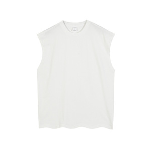 Camiseta de algodón con mangas cortadas y cuello redondo para hombre, ropa de calle sin mangas cortada, camisetas sólidas de talla grande para hombre - Product Image 4