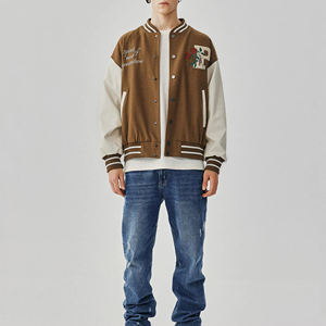 Veste universitaire en cuir brodée de haute qualité, logo personnalisé, manches longues, vestes de baseball pour hommes et femmes, vestes universitaires - Product Image 2