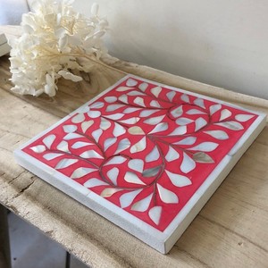 Shell Placemat Luxury <b>Tea</b> <b>coaster</b> Set with Holder Custom Size logo Round square Bone Inlay Mother of Pearl Inlay - Product Image 3