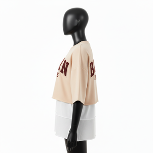 Chemise pour femme en coton et polyester de qualité supérieure, double couche, douce, respirante, design à panneaux blancs, appliqué personnalisé, chemises en coton à double couche - Product Image 3