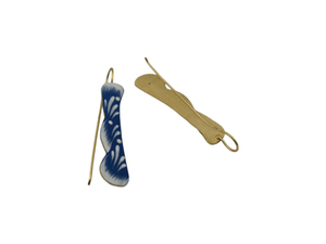 Vente chaude peinture à la main bleu pottary Design bijoux doré mat finition boucle d'oreille pour les filles et les femmes au prix de gros - Product Image 6