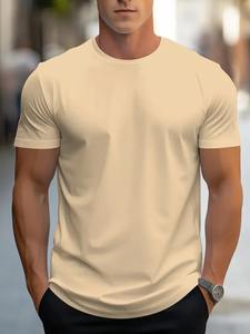 Ropa deportiva informal para hombre con logotipo personalizado, Conjunto de camiseta y pantalones cortos, cuello de secado rápido, patrón sólido, estilo Formal, ropa de entrenamiento de punto - Product Image 4