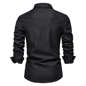 Camisas de manga larga de talla grande, pantalones vaqueros, último diseño, Camisa vaquera lavada, ropa informal de ajuste Regular, camisas para hombres para adultos - Product Image 4