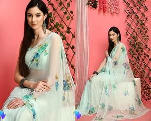 Collection de créateurs indiens et pakistanais nouvelle séquence broderie Georgette Saree Blouse pour femmes pour les mariages et les fêtes en gros - Product Image 1