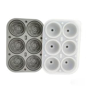 Bac à glaçons en silicone alimentaire écologique à 6 cavités en forme de rose, conception anti-fuite sans entonnoir, pour whisky - Forme de rose unique - Product Image 3