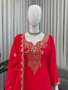 Proveedor Indio de Trajes Sharara Palazzo Salwar de Diseño Elegante y Hermoso, con Bordado, de Diseñador de Moda, en Tela Georgette - Product Image 3