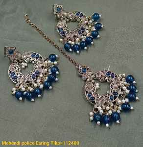 DERNIÈRE CONCEPTION INDIENNE TRADITIONNELLE ET À LA MODE AVEC BOUCLES D'OREILLES DE PERLES BOUCLES D'OREILLES CHANDELIER MANGTIKKA ENSEMBLE POUR FEMMES FILLES - Product Image 2