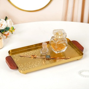 Bandejas de Servicio Artesanales de Hierro y Madera de Estilo Moderno de Mediados de Siglo, Diseño Floral Multifuncional para Decoración de Bodas y Ramadán, Varios Modelos - Product Image 6