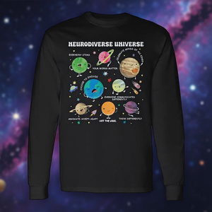 Neurodiverse Universe Planet Autism Awareness T-shirt à manches longues Support Squad - Product Image 3