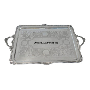 Plateau de service à chocolat rectangulaire fait main nouveau design élégant plateau en métal de fantaisie de vente chaude durable écologique pour - Product Image 1