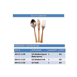 Juego de Cubiertos de Acero Puro y Cobre: 1 Cuchara, 1 Tenedor, 1 Cuchillo - Product Image 4