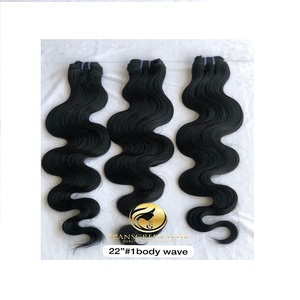 Venta al por mayor de cabello humano crudo de visón camboyano 22-color #1 extensión de paquete de ondas corporales proveedor indio 12A 4A suave cutícula de un solo dibujado - Product Image 3