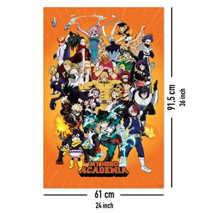 โปสเตอร์อนิเมะมายฮีโร่อะคาเดเมียที่มีตัวละครสำคัญปรากฏติดอยู่ - Product Image 4