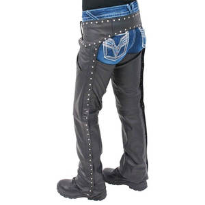 Color marrón motocicleta Chaps Plain Bikers montar pantalones vaquero Vintage cuero Chaps logotipo personalizado cuero CHAPS - Product Image 6