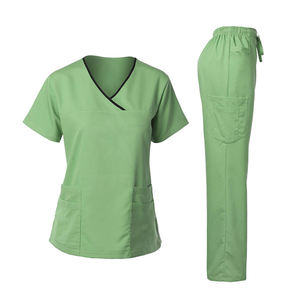 Ensembles de gommage unisexe pour hôpitaux Ensembles de gommage pour hôpitaux en polyester/coton Ensembles d'uniformes pour infirmières et médecins Col en V Pantalons à manches courtes - Product Image 2